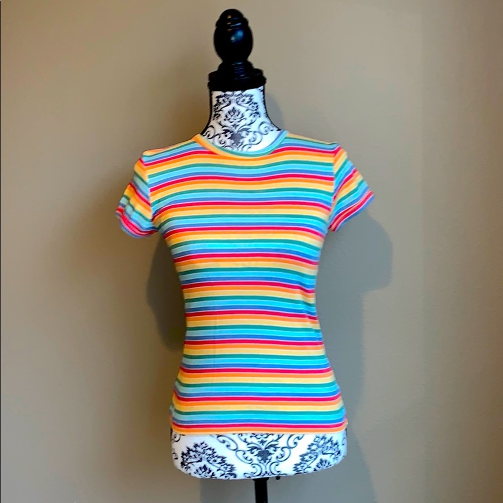 Ralph Lauren Rainbow Striped Crew Neck T-Shirt